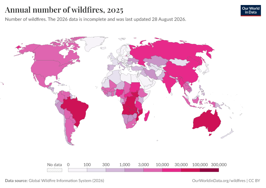 A thumbnail of the "Annual number of wildfires" chart