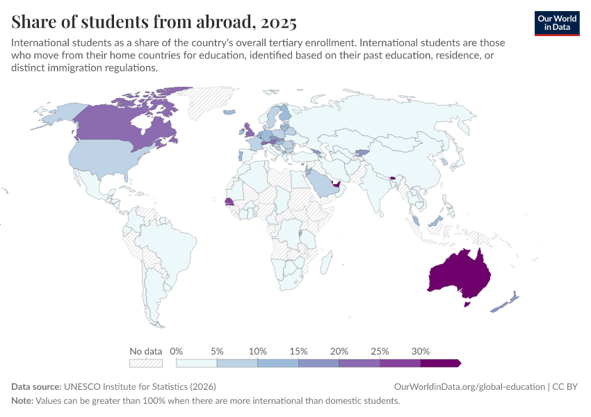 A thumbnail of the "Share of students from abroad" chart