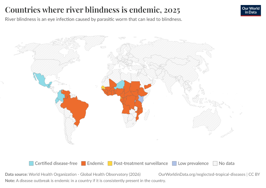 A thumbnail of the "Countries where river blindness is endemic" chart
